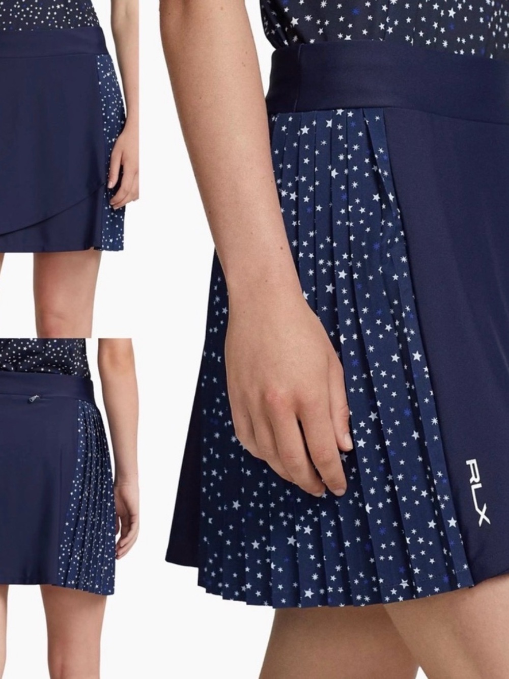 Ralph Lauren RLX - Navy Star Pleated Tennis+Golf Skirt NWOT